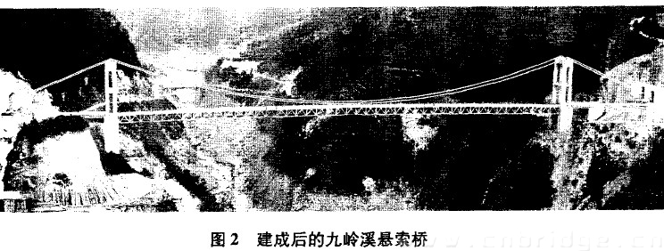 图2 建成后的九岭溪悬索桥