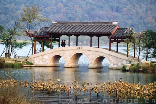 位于湘湖形同廊桥的采荷桥。