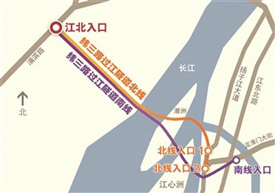 纬三路过江隧道方位示意图